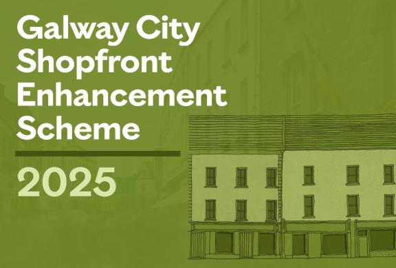 Shopfront graphic with title of Shopfront Enhancement Scheme 2025