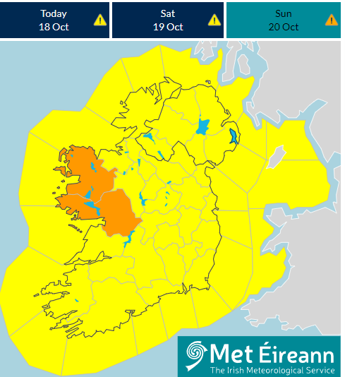 Ireland with Co Galway shown in Orange