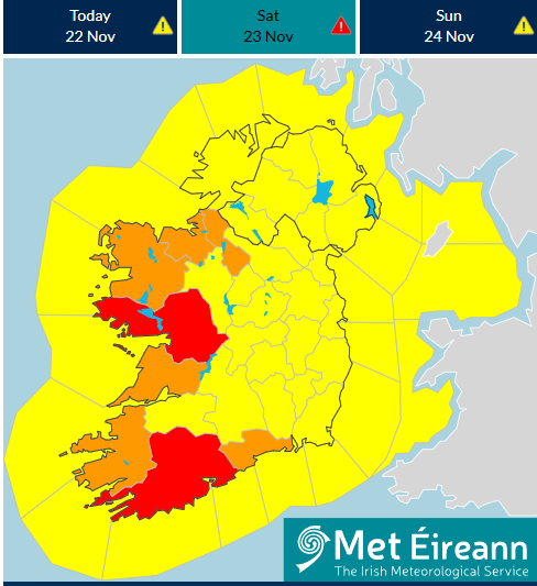 Map of Ireland with Galway coloured orange