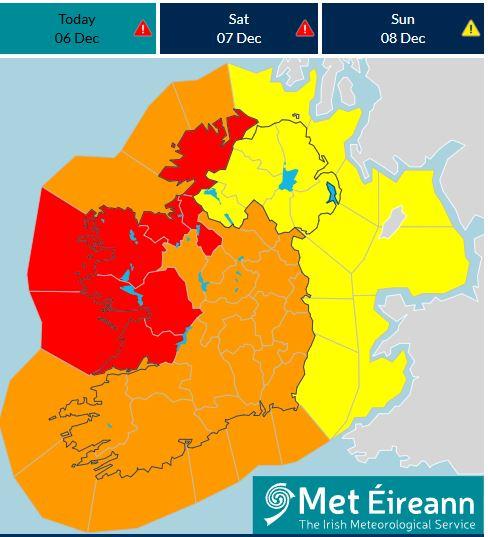 Map of Ireland with Galway shaded red