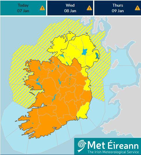 map of ireland with most counties in orange