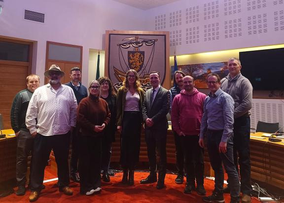 Galways Westend Reps with Staff from Galway City Council standing in the Council Chamber