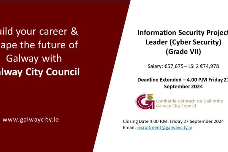 Closing Deadline Extended - Staff Vacancy - Information Security Project Leader (Cyber Security) (Grade VII)