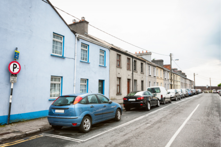 Cars parked in a Galway street