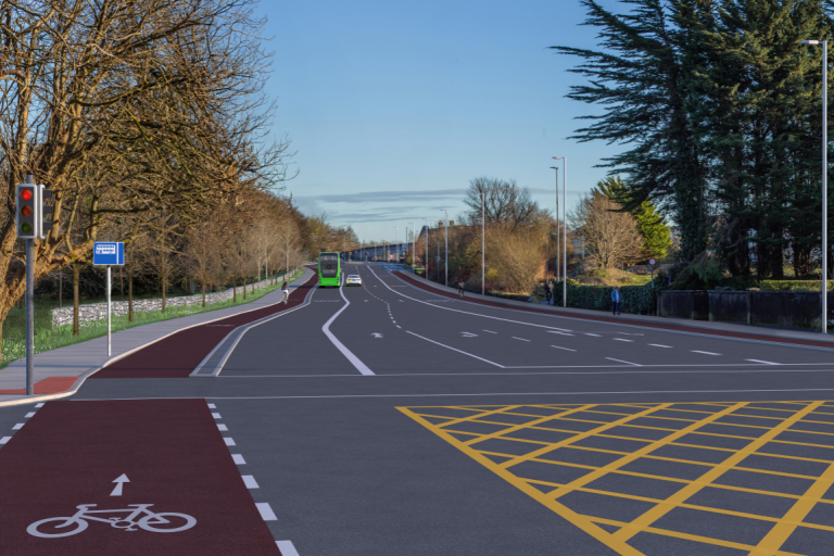 A photomontage showing what the future works will look like at the entrance to Merlin Park Hospital