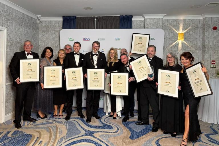 Delegates from Galway City Council with certificates and an award at the All Ireland Community and Council Awards 2025