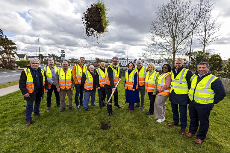 A photograph from the sod turning of the Ballybane Road and Castlepark Road Cycle Network Scheme