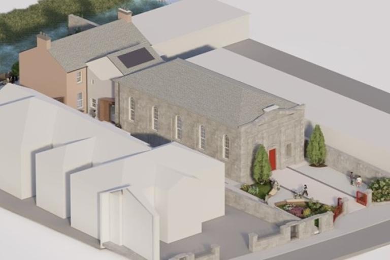 Nuns Island Theatre with Church House to the rear