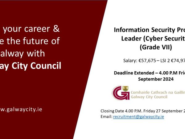 Closing Deadline Extended - Staff Vacancy - Information Security Project Leader (Cyber Security) (Grade VII)