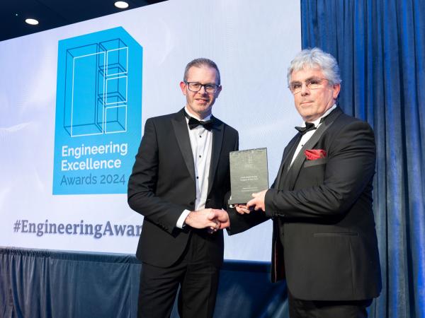 1.	Senior Engineer Colm Ó Ríordáin, pictured collecting the Civil Engineering Project of the Year award at the Engineering Excellence Awards.