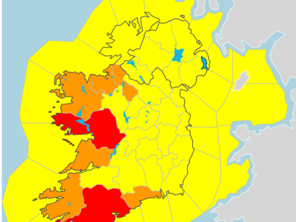 Map of Ireland with Galway coloured orange