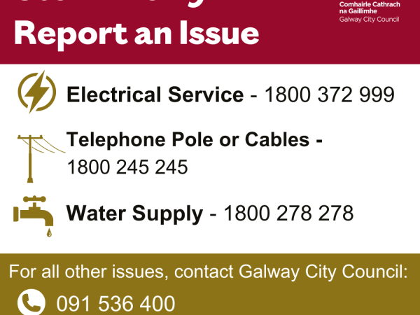 Numbers to report issues for power, telephone pole or water