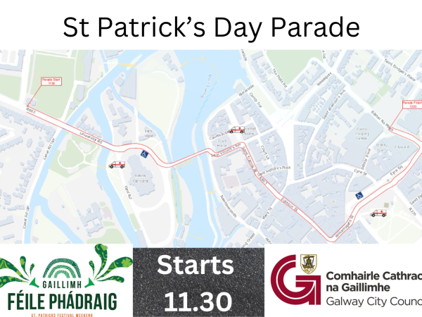 St Patrick's Day Parade route map